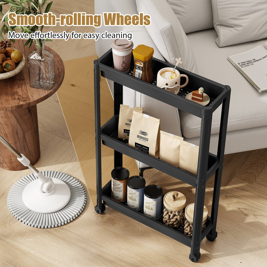 3-Tier Slim Rolling Storage Cart 2-Pack Mobile Bathroom Organizer with Wheels