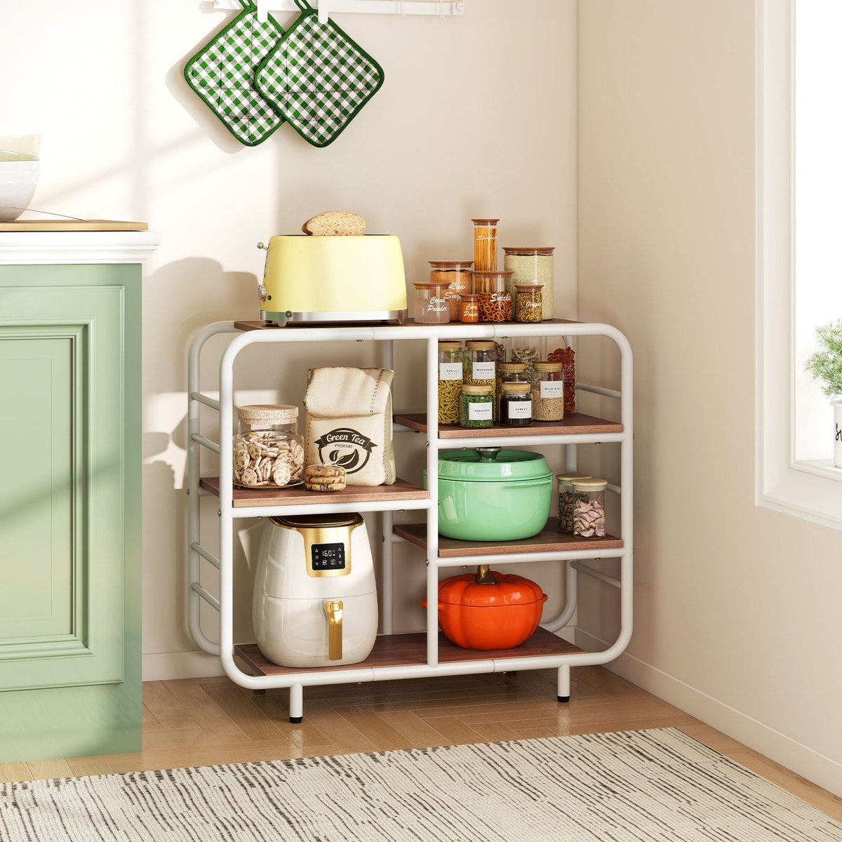 5-Tier Storage Organizer Open Book Shelf with Metal Frame
