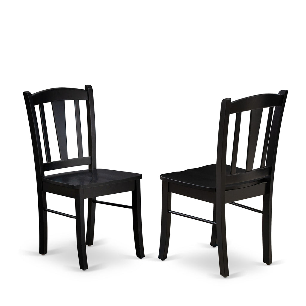 EAST WEST FURNITURE - ANDL3-BLK-W - 3-Piece Dining Room Set- 2 Dining Chair and Modern Round Dining Table - Wooden Seat and Slatted Chair Back (Black Finish)