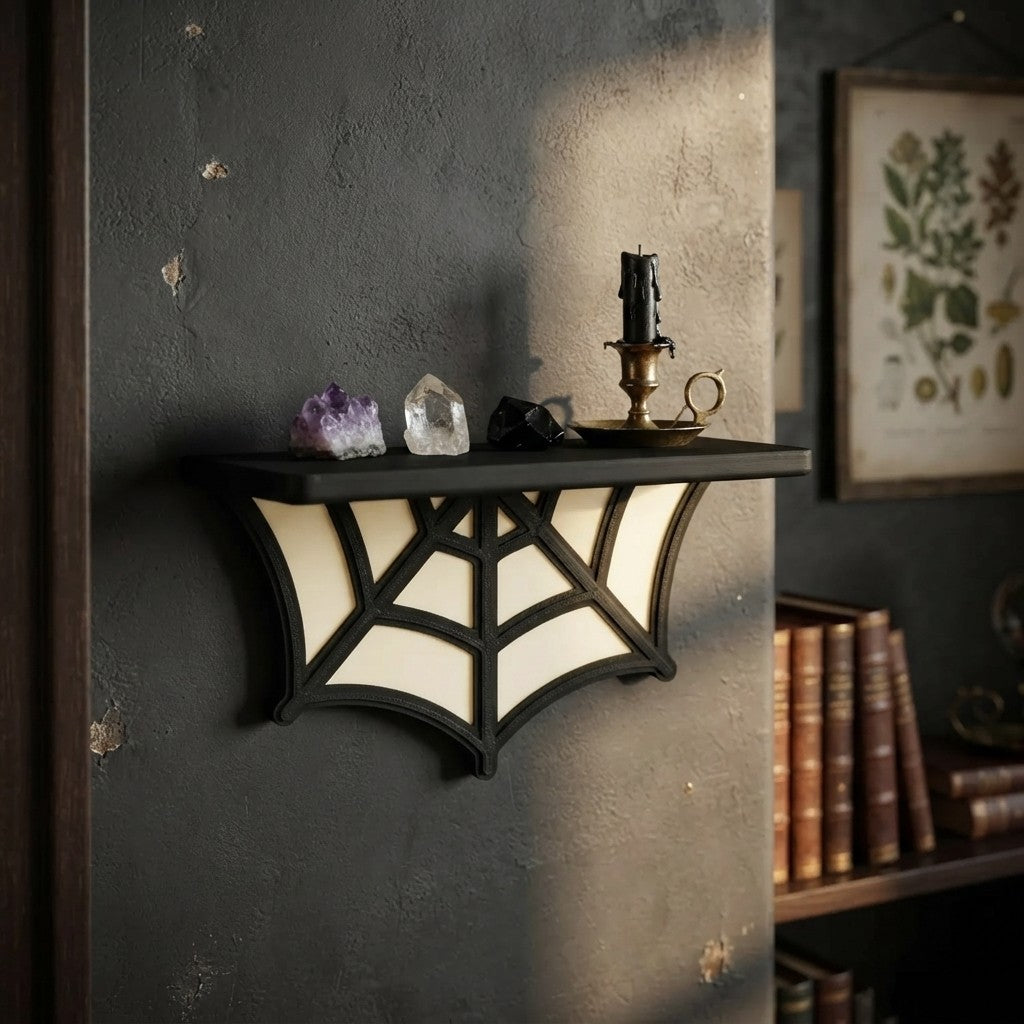 Spider Web Floating Shelf | Halloween Decor Shelf, 9" Wide – Made in USA